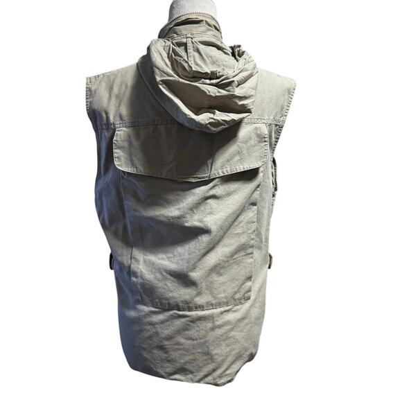 Vintage Banana Republic Safari Vest 100% Cotton Packable Hood Zip Utility Size S - Picture 4 of 6